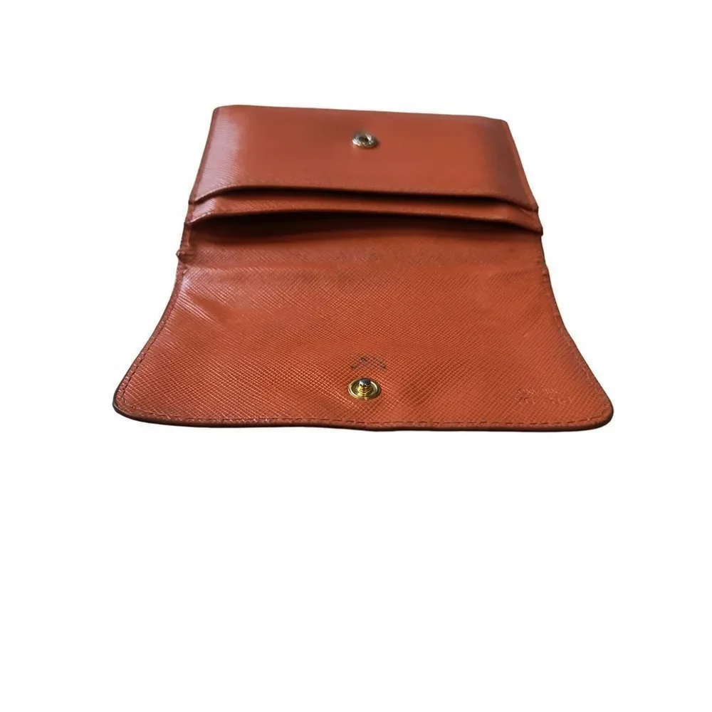 Vintage PRADA Saffiano leather‎ card holder in Papaya Fair ++ condition